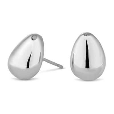 Polished silver peardrop stud earring